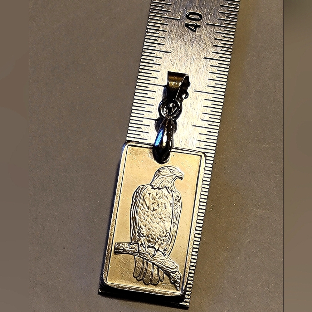 999 Fine Silver Purched Eagle Pendant 2.5g - New - 30mm